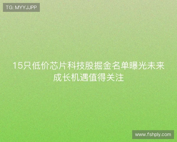 15只低价芯片科技股掘金名单曝光未来成长机遇值得关注